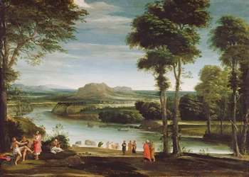Paesaggio con San Giovanni che battezza, c.1610-20